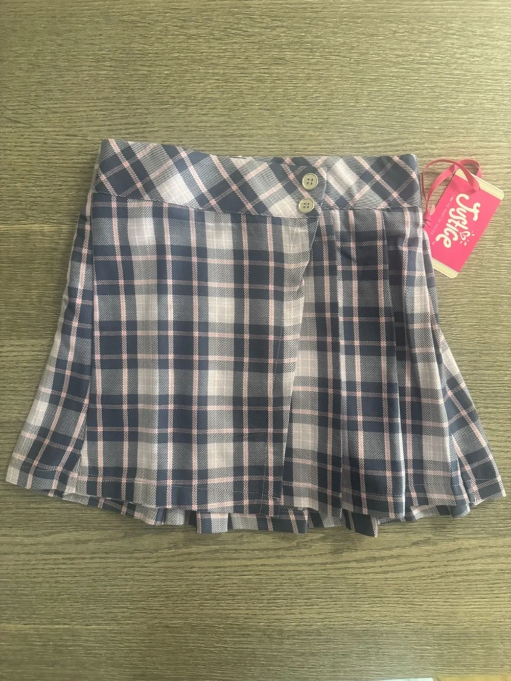 Justice Girls Asymmetrical Pleated Skirt Lavender Plaid SIZE M (10)